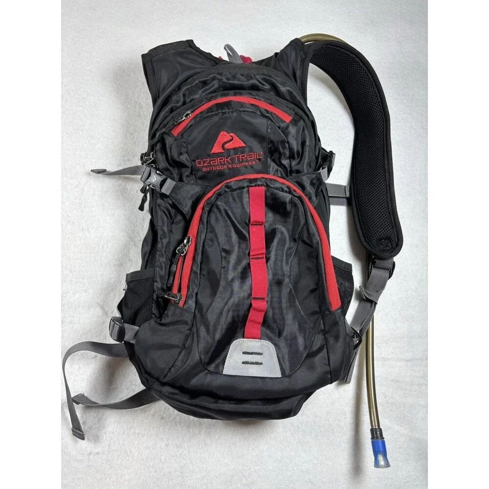Ozark Trail Riverdale Hydration Backpack 2L Water Reservoir Hiking Black Red